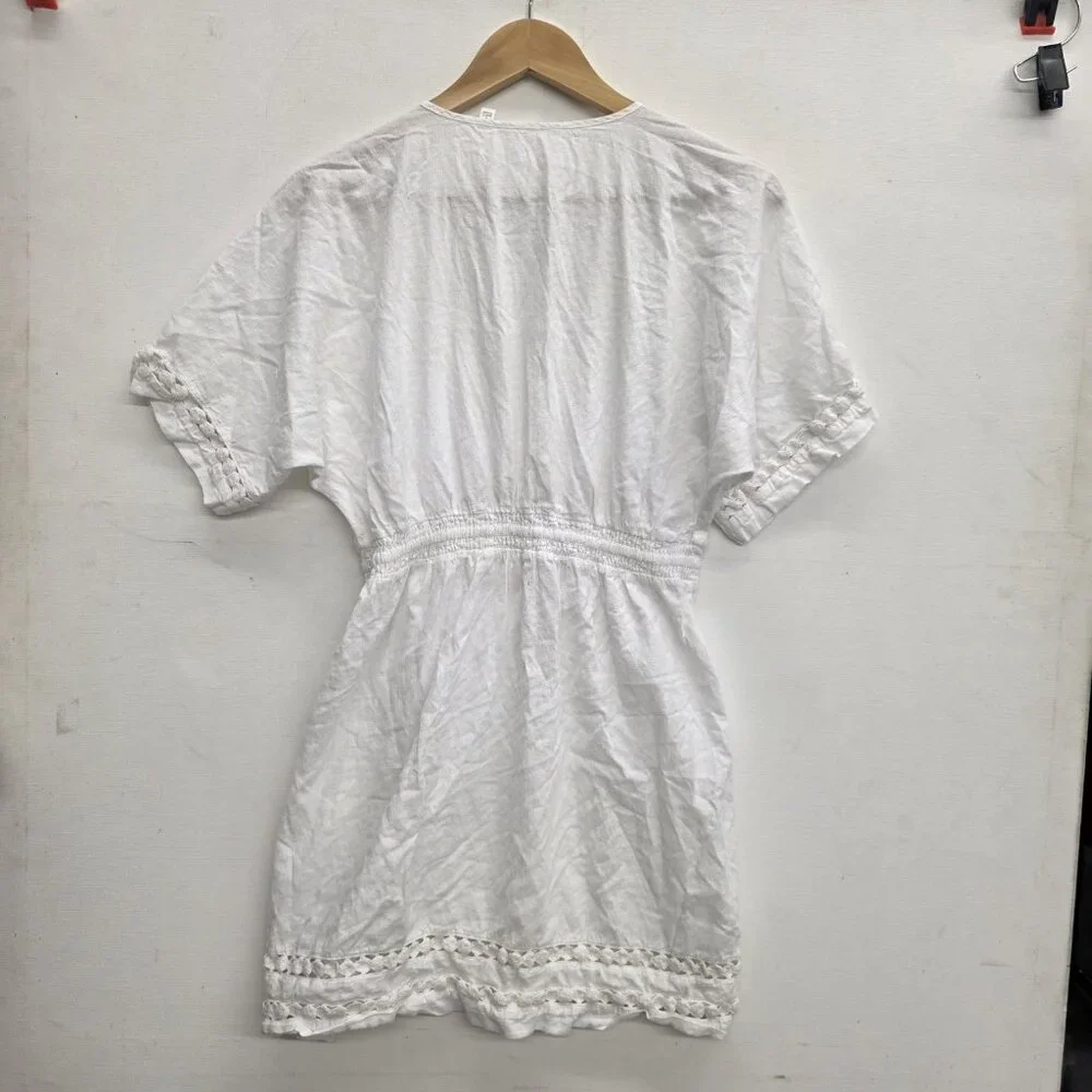 Athleta Cover Up Dress Size Small Women's Off White Crochet Trim Cotton Summer